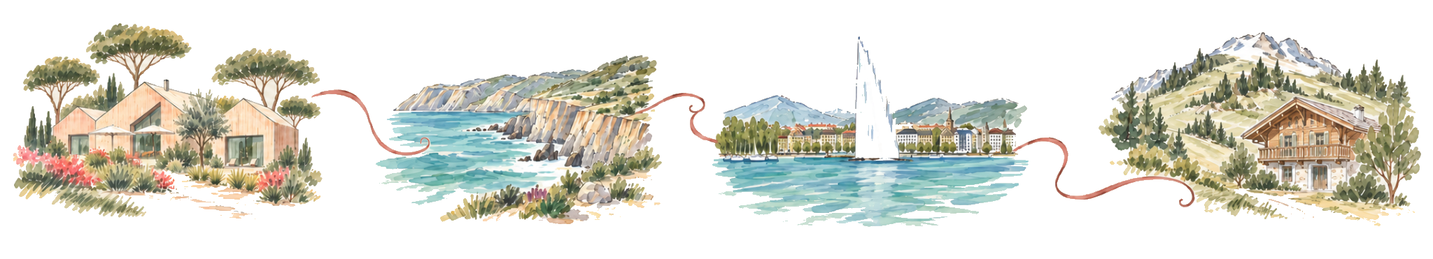 Illustrated journey from Comporta to Praia do Guincho, Genève and Megève
